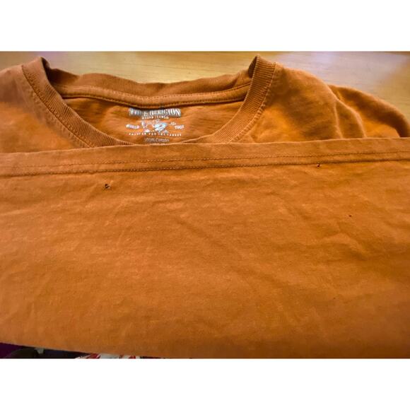 True Religion World Tour Mens t-shirt 2X XXL ss orange embroidered 100% cotton - Picture 7 of 7